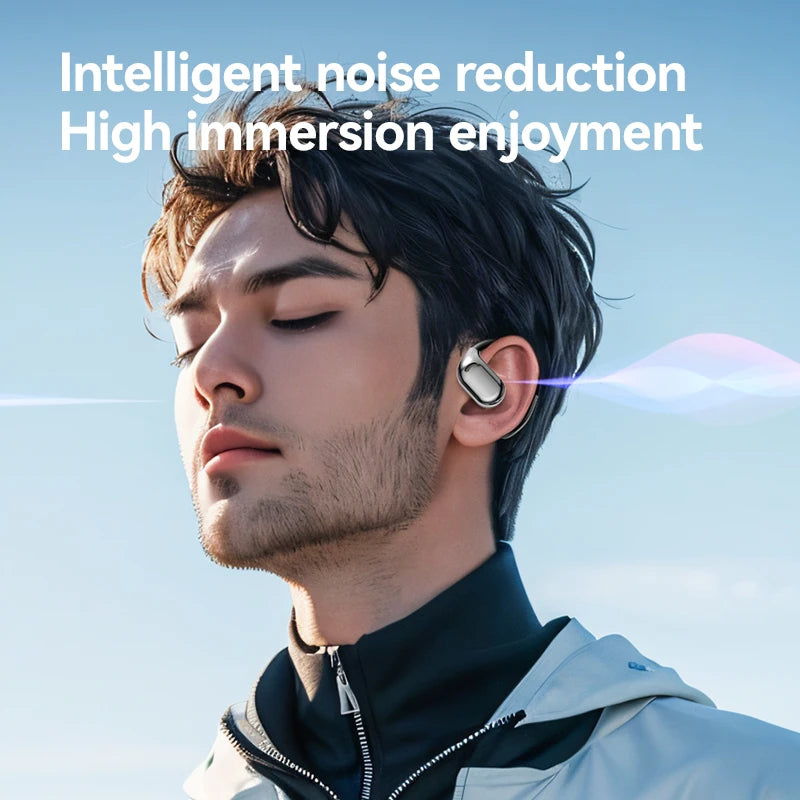 Earhook Earphones TWS Bluetooth 5.4 Bone Conduction Open Air Noise Reduction Headphone Wireless Sports Earbuds M75 HIFI With Mic