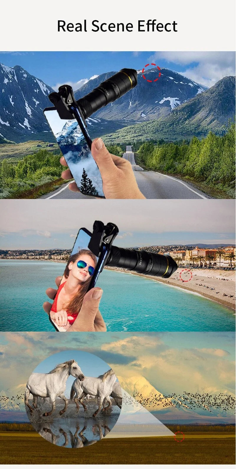 32X Telephoto for Cellphone Mobile Phone Camera Lens Zoom Telescope 4in1 Macro Fish Eye Wide Angel Lenses for iPhone Smartphone