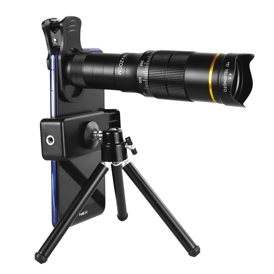 32X Telephoto for Cellphone Mobile Phone Camera Lens Zoom Telescope 4in1 Macro Fish Eye Wide Angel Lenses for iPhone Smartphone