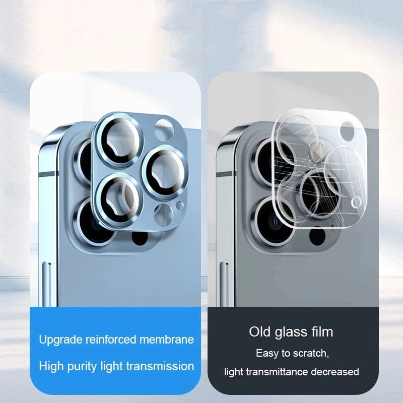 Metal Armor Camera Lens Protector For iPhone 16 Pro 17 13 11 12 14 15 Pro Max Tempered Glass For iPhone Mini Camera Protector
