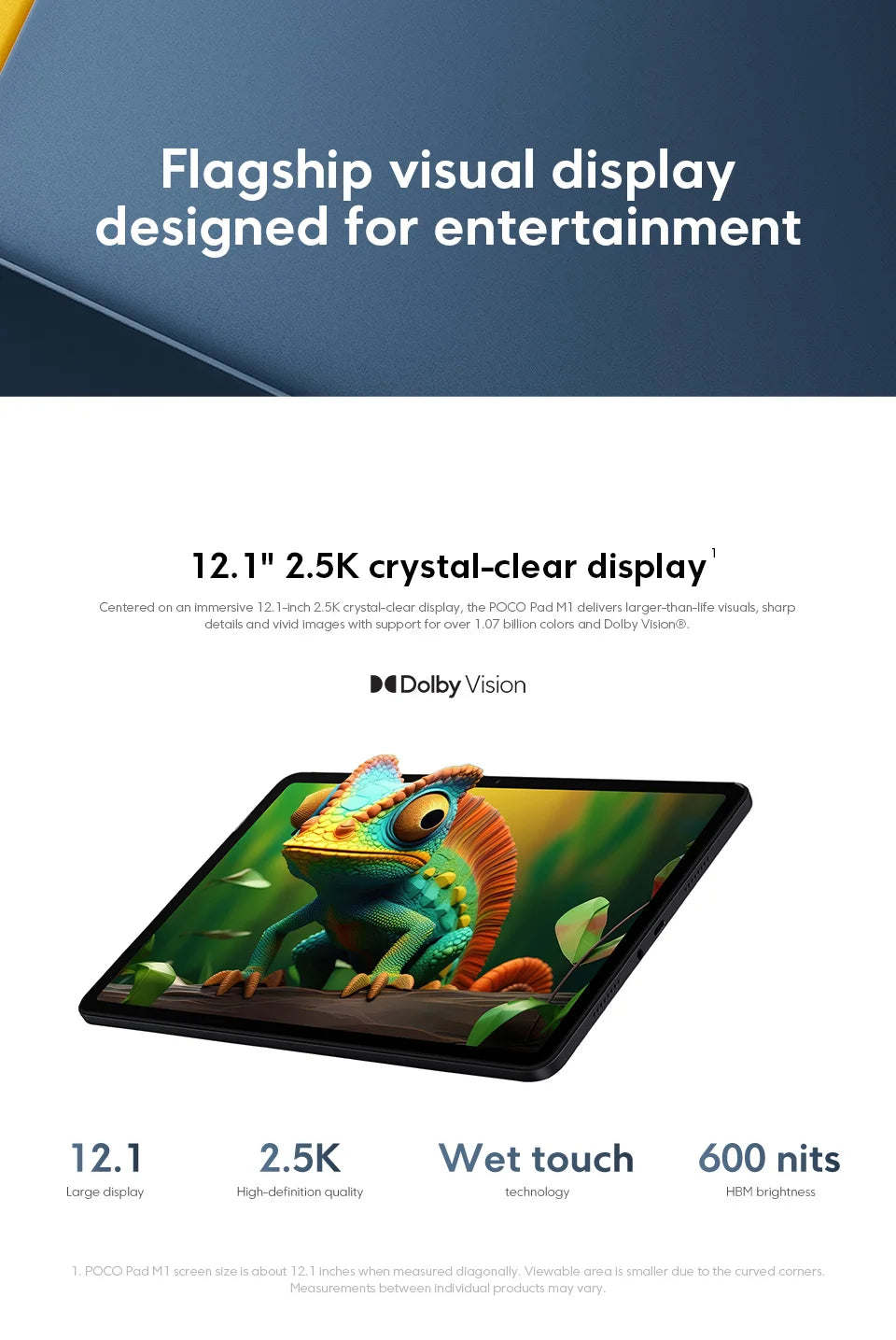 POCO Pad M1 Global Version Tablets Snapdragon® 7s Gen 4 12000mAh Battery 12.1’’ 2.5K display 8MP camera 33W charging