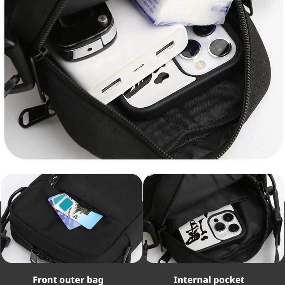 Crossbody Shoulder Bag Men's Small Bag Shoulder Bags Trendy Diagonal Backpack Chest Bags Light Boy Mini Casual Bag Waist Pack