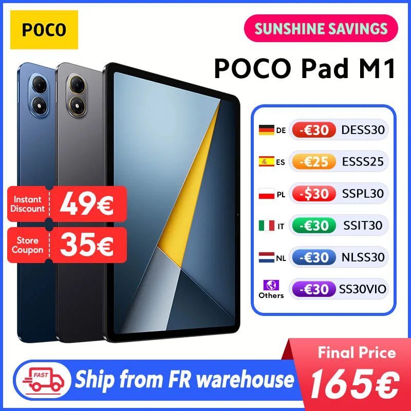 POCO Pad M1 Global Version Tablets Snapdragon® 7s Gen 4 12000mAh Battery 12.1’’ 2.5K display 8MP camera 33W charging
