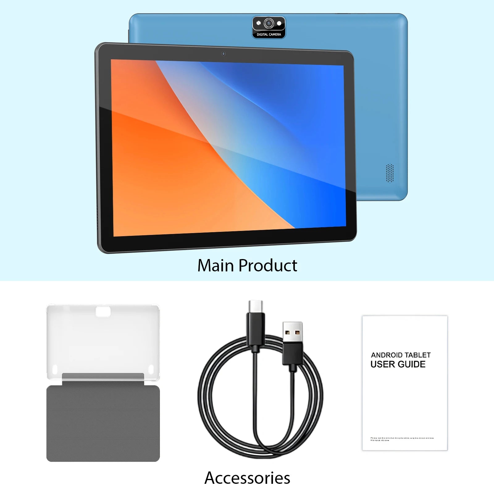 BAKEN Global Edition 10-inch tablet PC, Android 15 system, quad-core processor, 12GB+64GB, supports 1TB expansion, WiFi, 6000mAh
