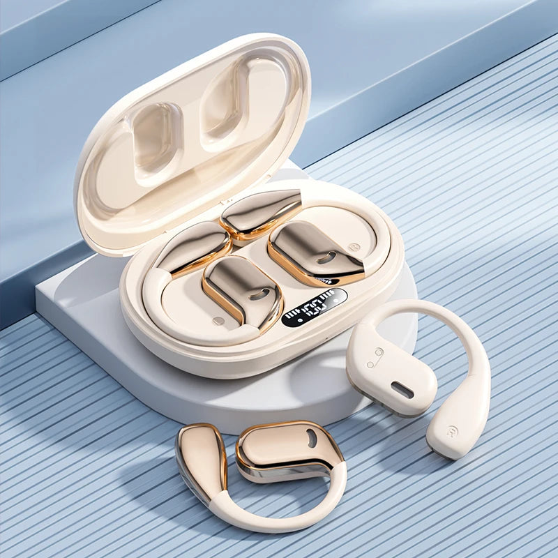 Earhook Earphones TWS Bluetooth 5.4 Bone Conduction Open Air Noise Reduction Headphone Wireless Sports Earbuds M75 HIFI With Mic