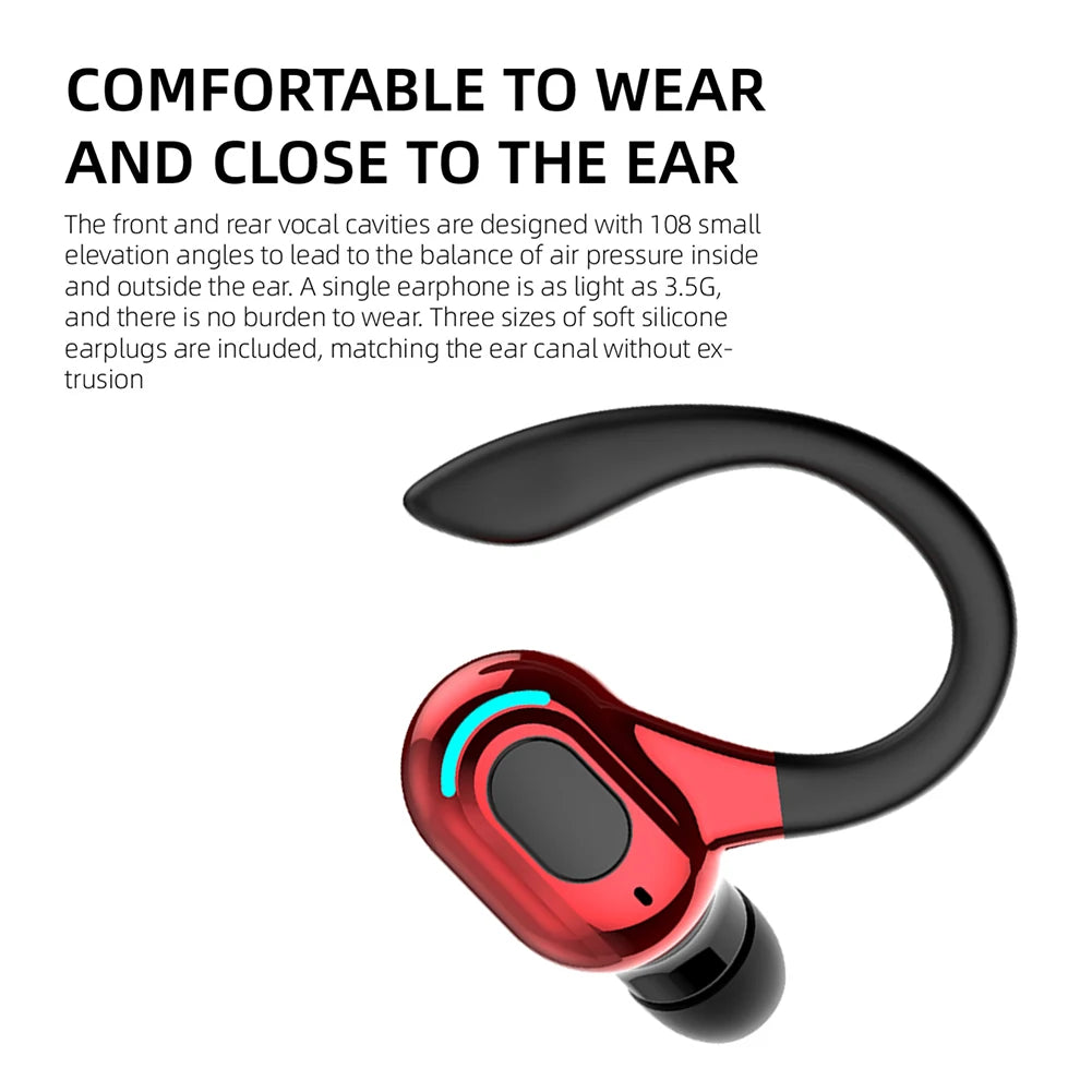 Waterproof Hanging Single Ear Earbuds Bluetooth-compatible 5.2 Noise Cancelling Sports Wireless Business Headphones
