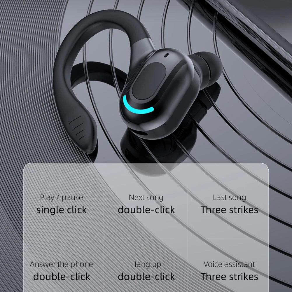 Waterproof Hanging Single Ear Earbuds Bluetooth-compatible 5.2 Noise Cancelling Sports Wireless Business Headphones