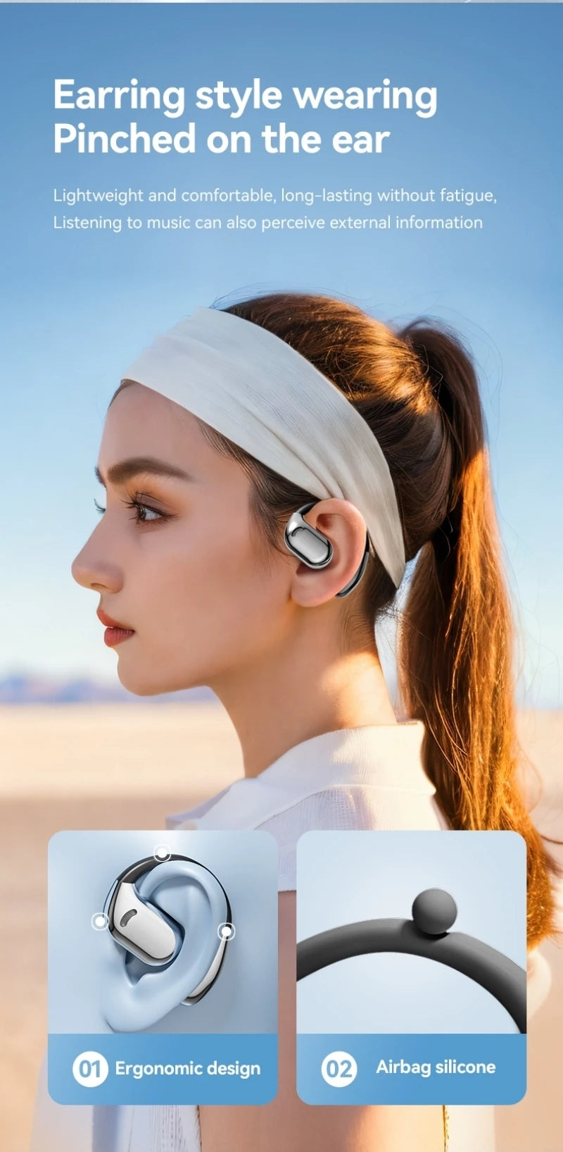 Earhook Earphones TWS Bluetooth 5.4 Bone Conduction Open Air Noise Reduction Headphone Wireless Sports Earbuds M75 HIFI With Mic