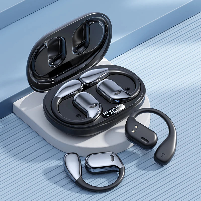Earhook Earphones TWS Bluetooth 5.4 Bone Conduction Open Air Noise Reduction Headphone Wireless Sports Earbuds M75 HIFI With Mic
