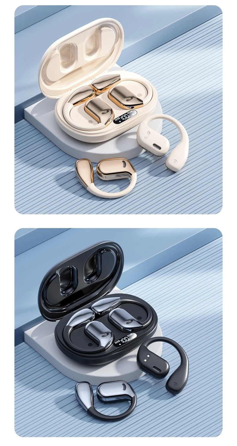 Earhook Earphones TWS Bluetooth 5.4 Bone Conduction Open Air Noise Reduction Headphone Wireless Sports Earbuds M75 HIFI With Mic
