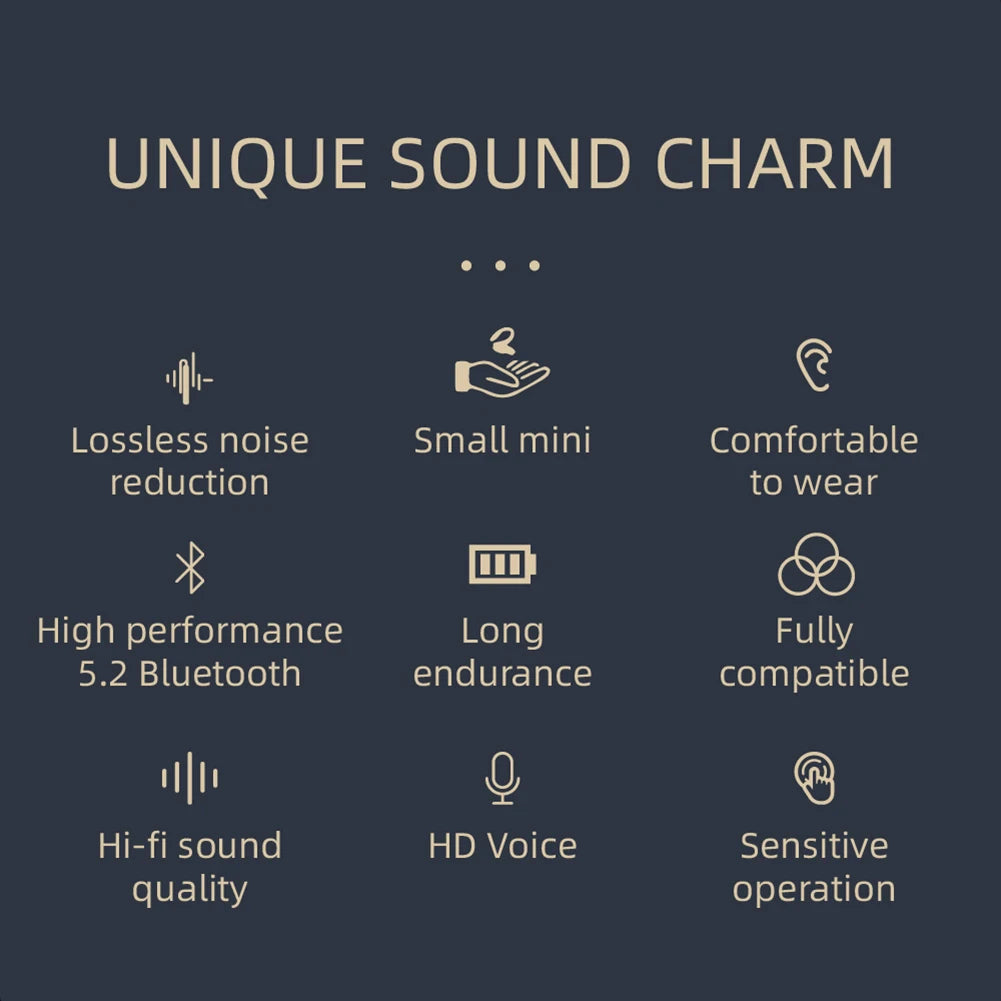 Waterproof Hanging Single Ear Earbuds Bluetooth-compatible 5.2 Noise Cancelling Sports Wireless Business Headphones