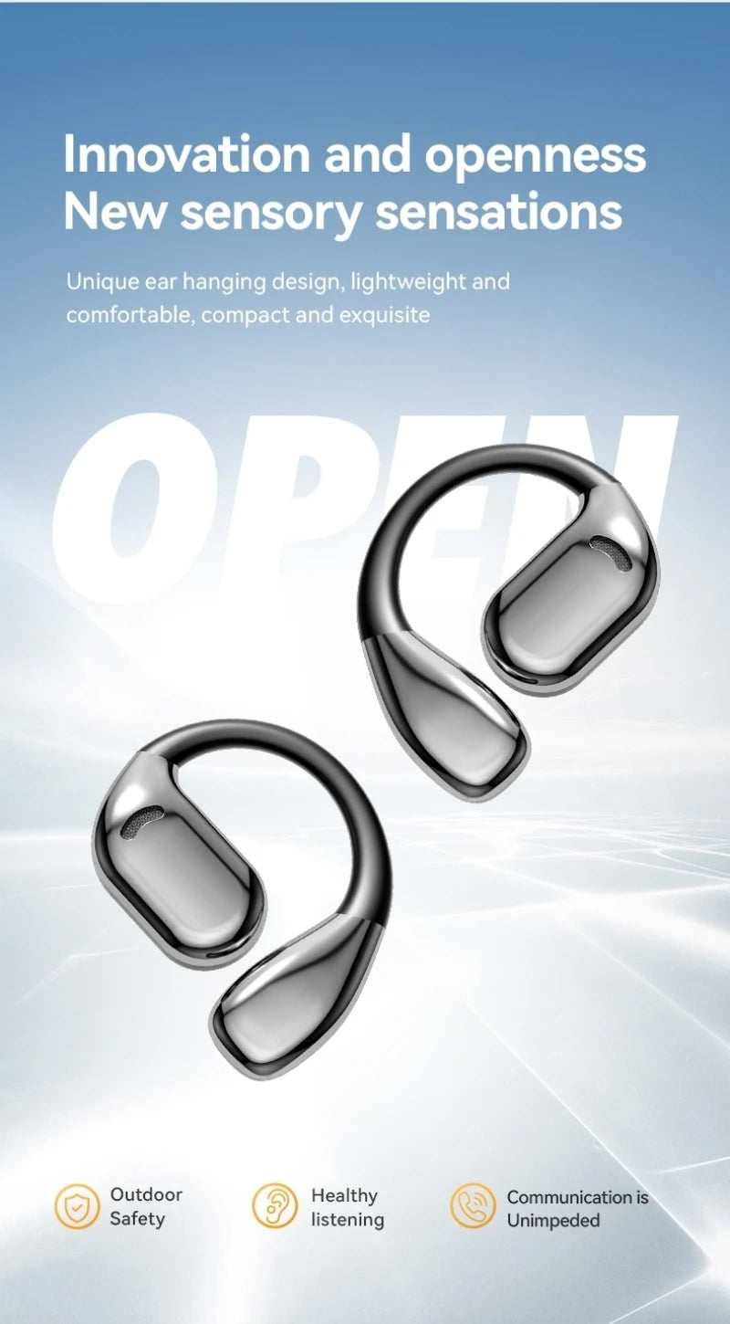 Earhook Earphones TWS Bluetooth 5.4 Bone Conduction Open Air Noise Reduction Headphone Wireless Sports Earbuds M75 HIFI With Mic