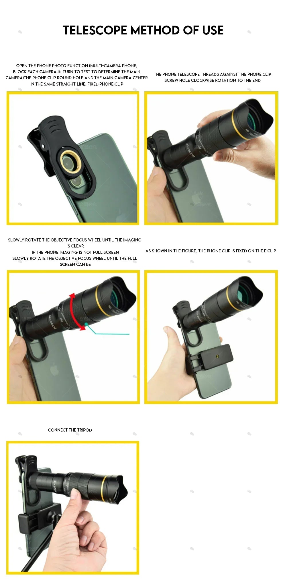 CAOX 32x Professional Concert Monocular Telescope, HD Zoom Phone Camera Lens Telescope, Suitable for Camping and Concerts